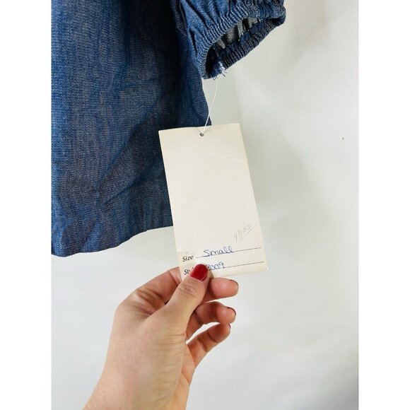 VTG 80s Frilly Ruffled Denim Jean Button Blouse Shirt USA Western - Picture 8 of 9